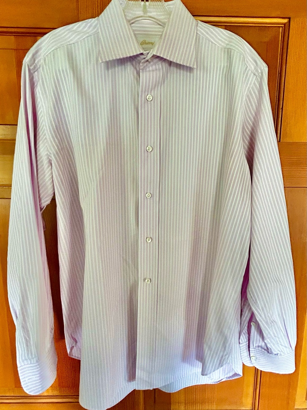 Brioni Pink Stripe Formal Dress Shirt Lux cotton 16R
